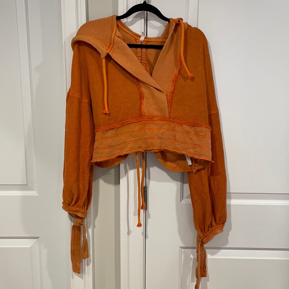 Free People Movement Burnt Orange Cropped Hoodie Half Court